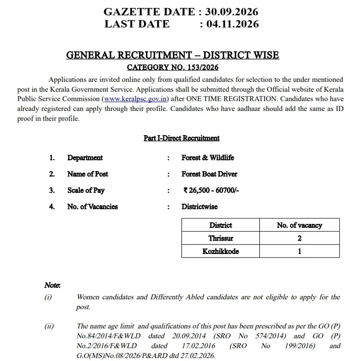 Kerala PSC Forest Boat Driver 2026.webp